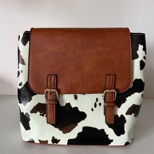 Boutique Western Cow Print Backpack & Matching Wallet NWT